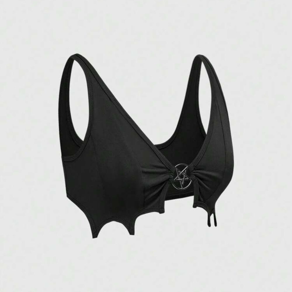 Black Gothic Bralette with Pentagram Detail